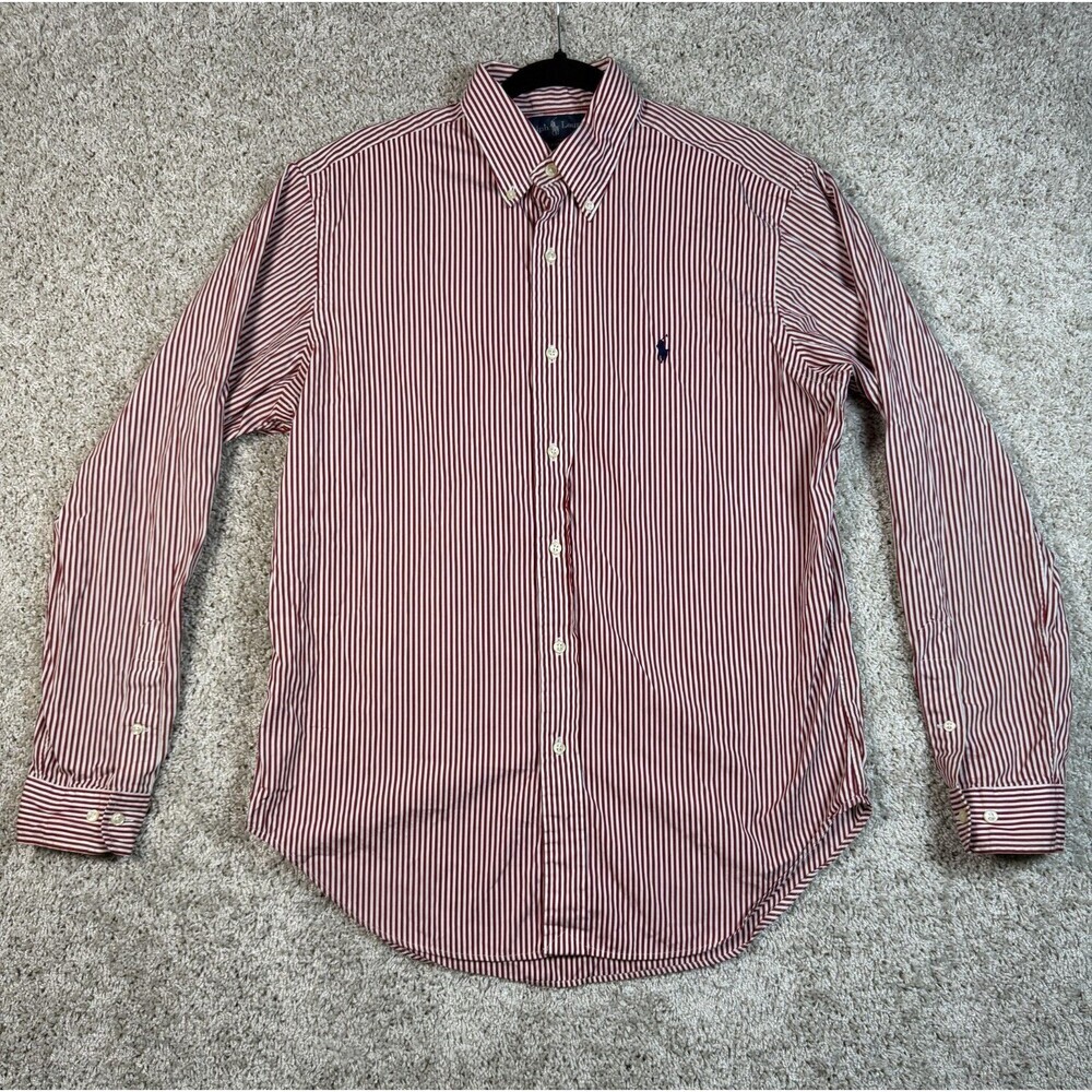 Polo Ralph Lauren Classic Fit Red White Stripe Shirt Mens 15.5 32/33 M